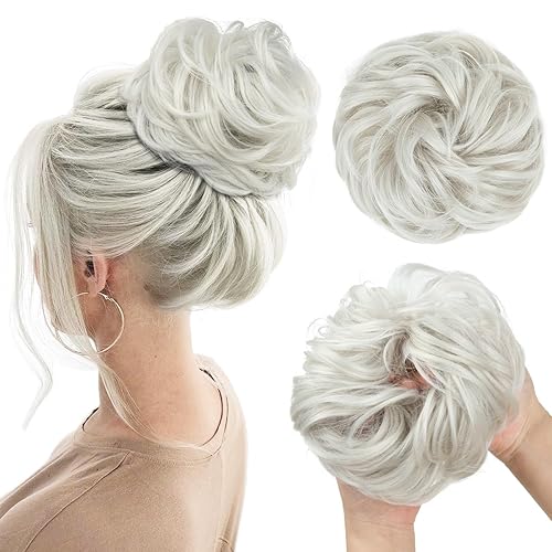 Miniatura 118 de CJL HAIR - Extensión de cabello grueso, ondulado o rizado, sintético, tipo cola de caballo o rodete desordenado, grande, para recoger el cabello