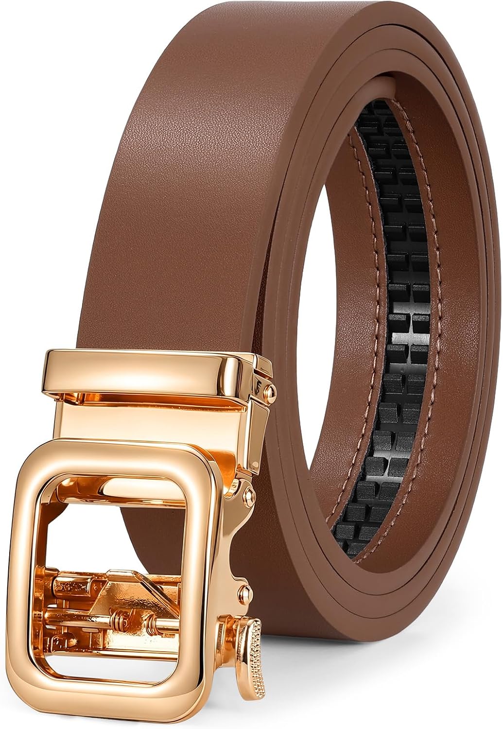 JASGOOD Women Ratchet Leather Belt for Jeans Pants Dress Automatic Buckle