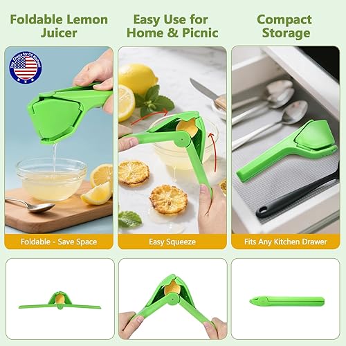Miniatura 4 de Exprimidor manual plegable para limón y naranja  Colador de pulpa y semillas  Apto para lavavajillas, ahorro de espacio  Cocina y uso al aire libre