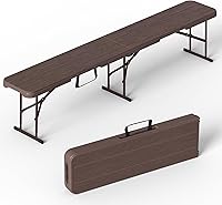 VSOAEIL 6 Ft Folding Bench - Heavy Duty HDPE Plastic Portable Seat for Picnic, Camping, Outdoor Events - 650 lbs Capacity, Brown
