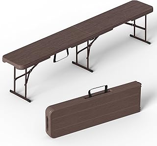 6 Foot Folding Bench, Portable Plastic Folding Bench Seat, Foldable Seat...