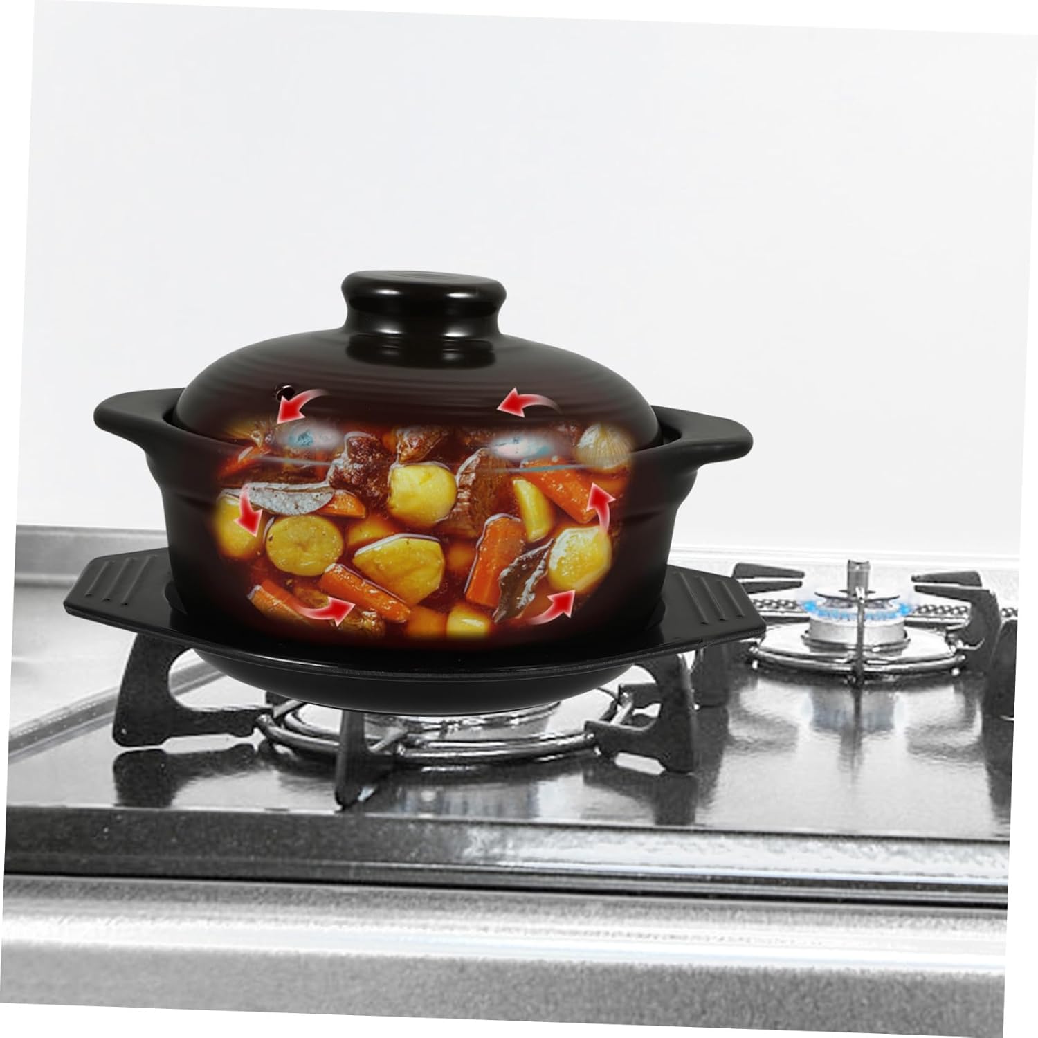 Garneck Ceramic Casserole Pot with Lid and Tray Non-stick Smooth Interior Vent Design for Balanced Pressure Multi-purpose Stew and Bibimbap Cooking Kitchen Cookware Replacement