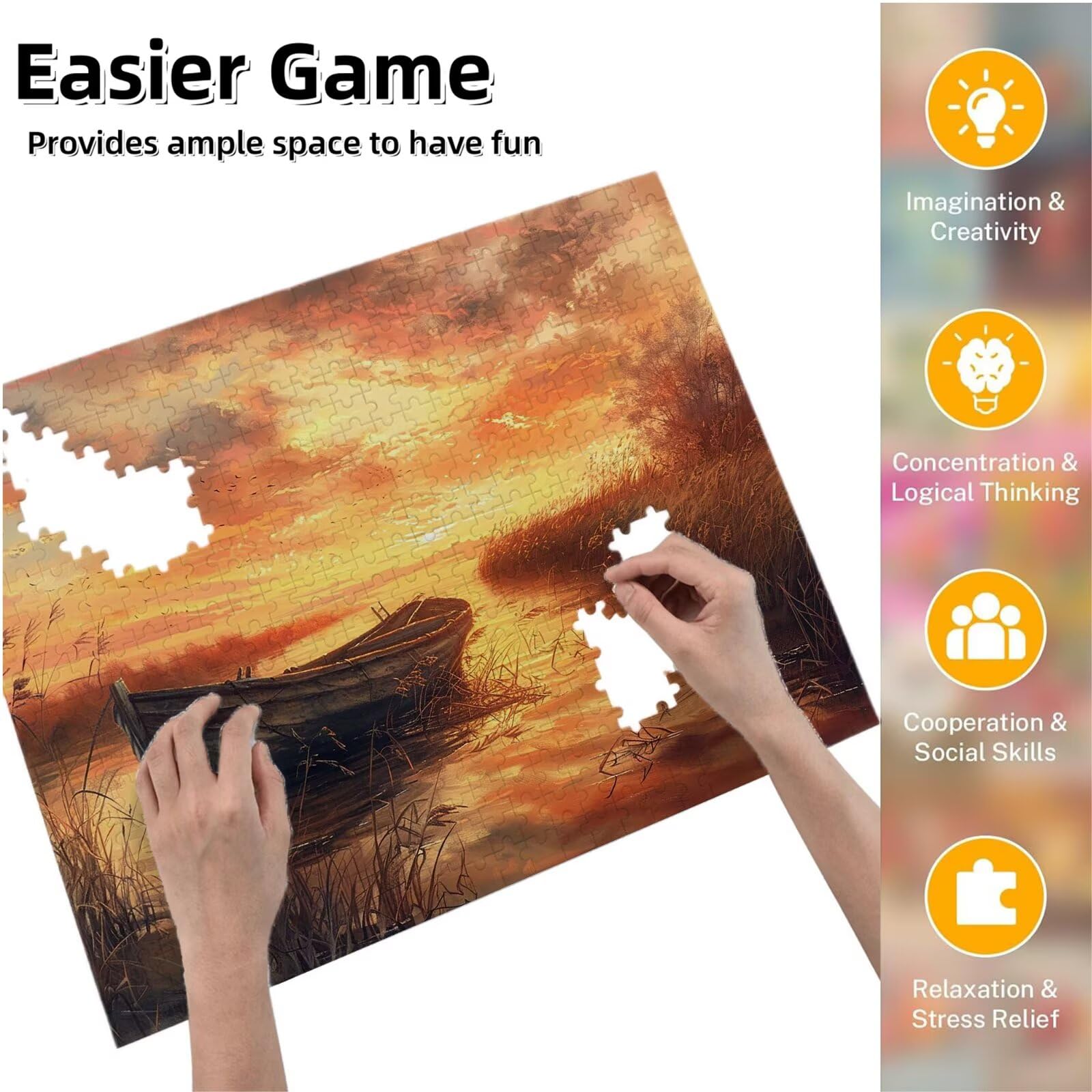 Jigsaw Puzzle, 1000 Pezzi Puzzle Classici, Nave Puzzle Rilassamento Intelligence, Mpossibile Difficile Puzzles impegnativo per adulti Puzzles per Gioco Familiare, Regalo per Amore Amico Lago K0F-22