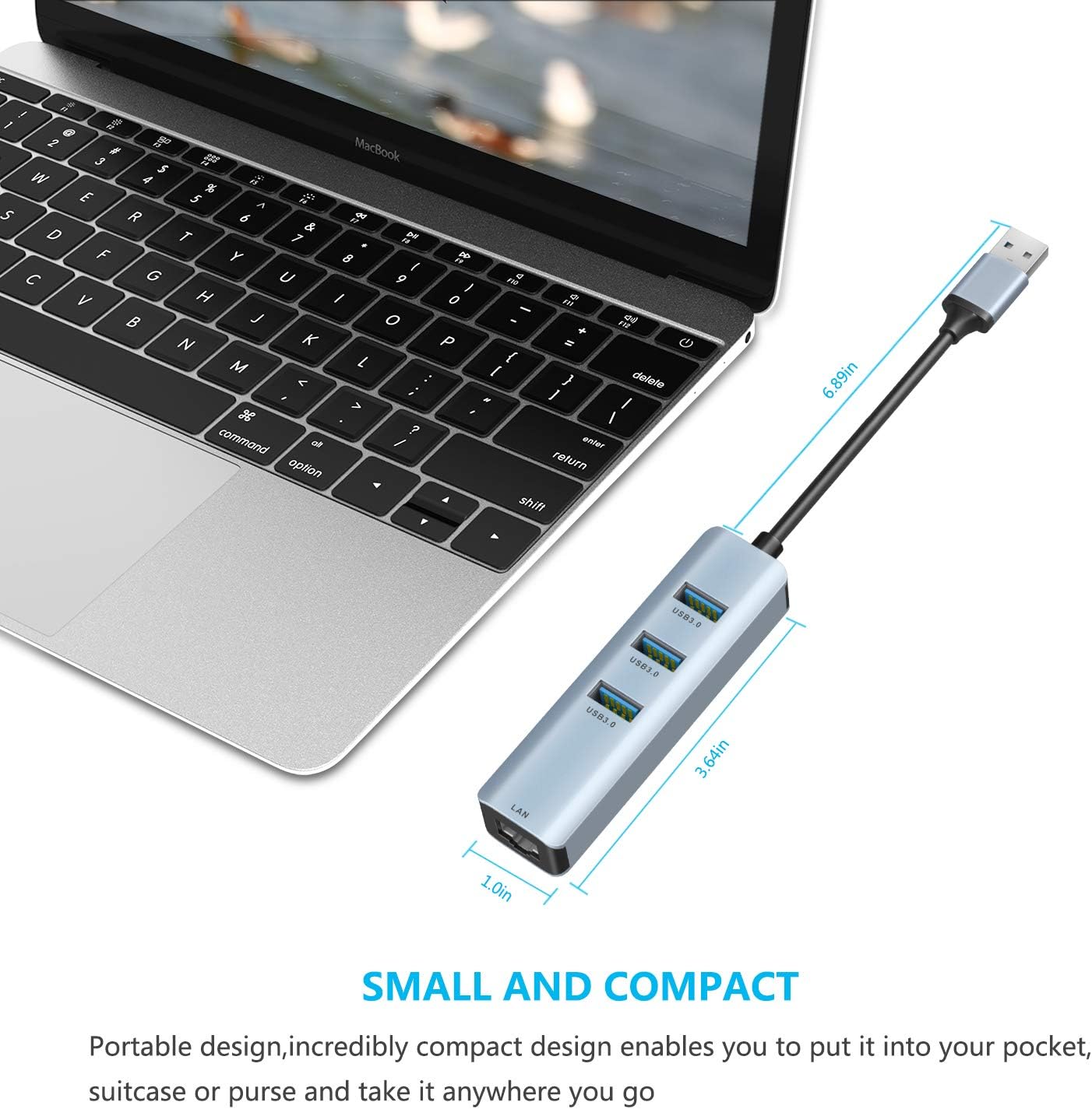 USB 3.0 to Ethernet Adapter,ABLEWE 3-Port USB 3.0 Hub with RJ45 10/100/1000 Gigabit Ethernet Adapter Support Windows 10,8.1,Mac OS, Surface Pro,Linux,Chromebook and More : Electronics