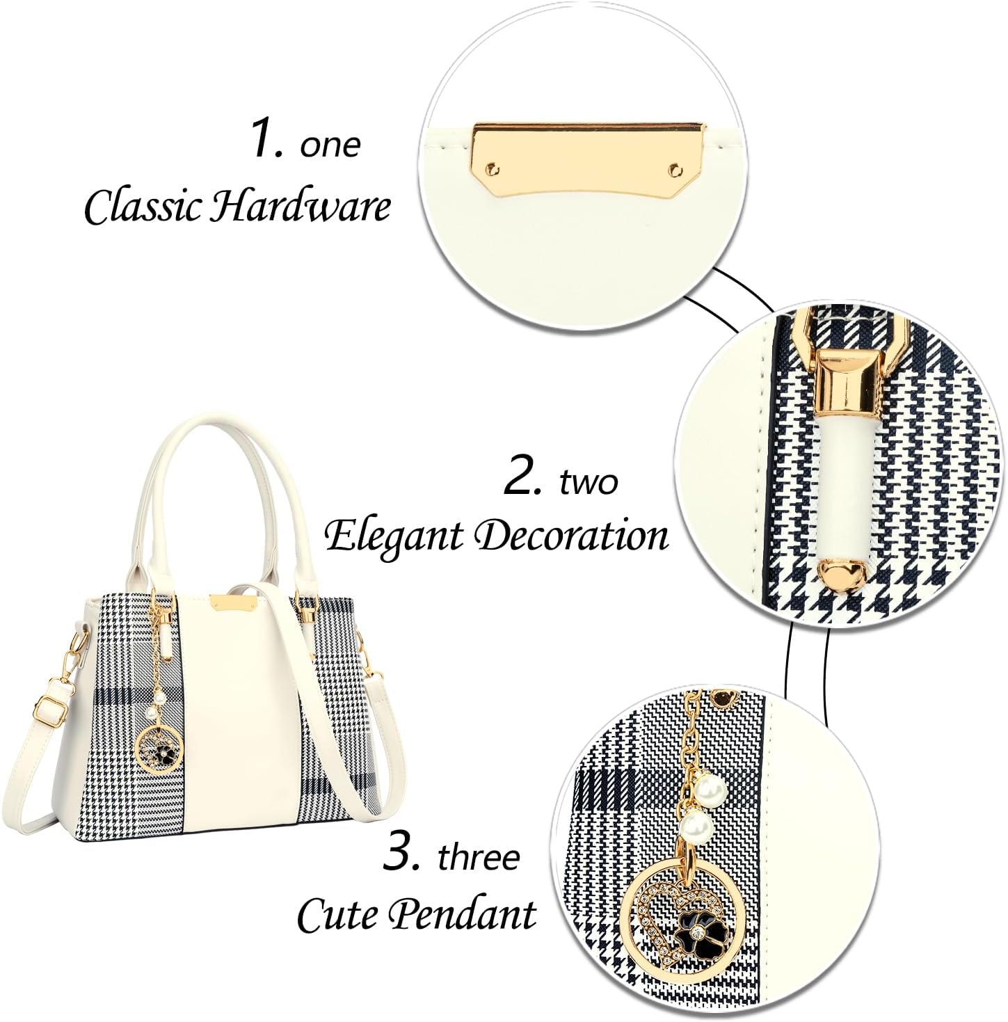 KKXIU 3 Zippered Compartments Purses and Handbags for Women Top Handle Satchel Shoulder Ladies Bags - Image 3