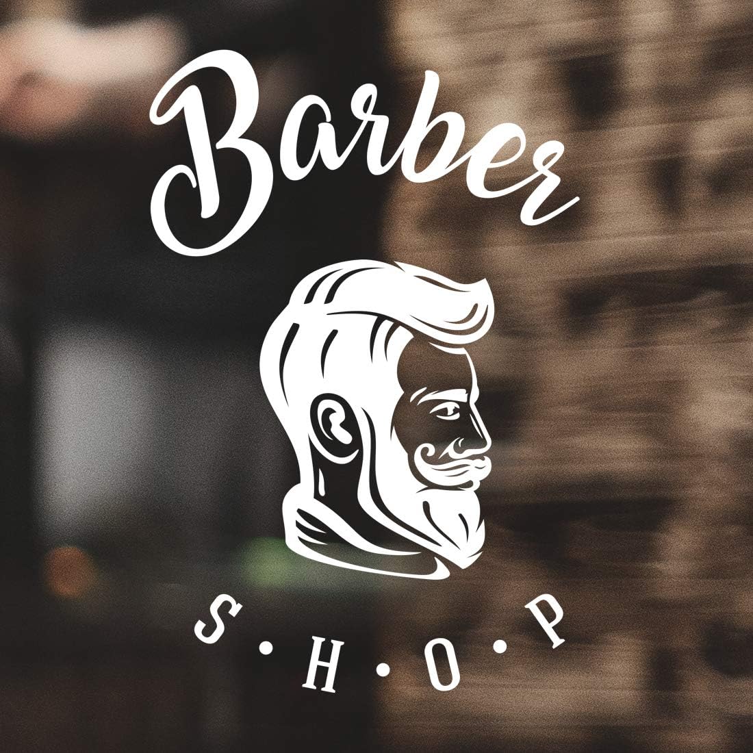Barber Shop wall Sticker Art Salon Decor Hair Beauty Sign Pole man Vinyl Decoration Mural Barbershop Signs face Beard Style Hairdresser Logo Haircut Decal Hairdressing Hairstyle Quote Window White