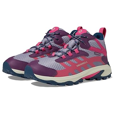 Merrell Kids Moab Speed 2 Mid Waterproof (Little Kid/Big Kid) Kids Shoes Berry/Navy