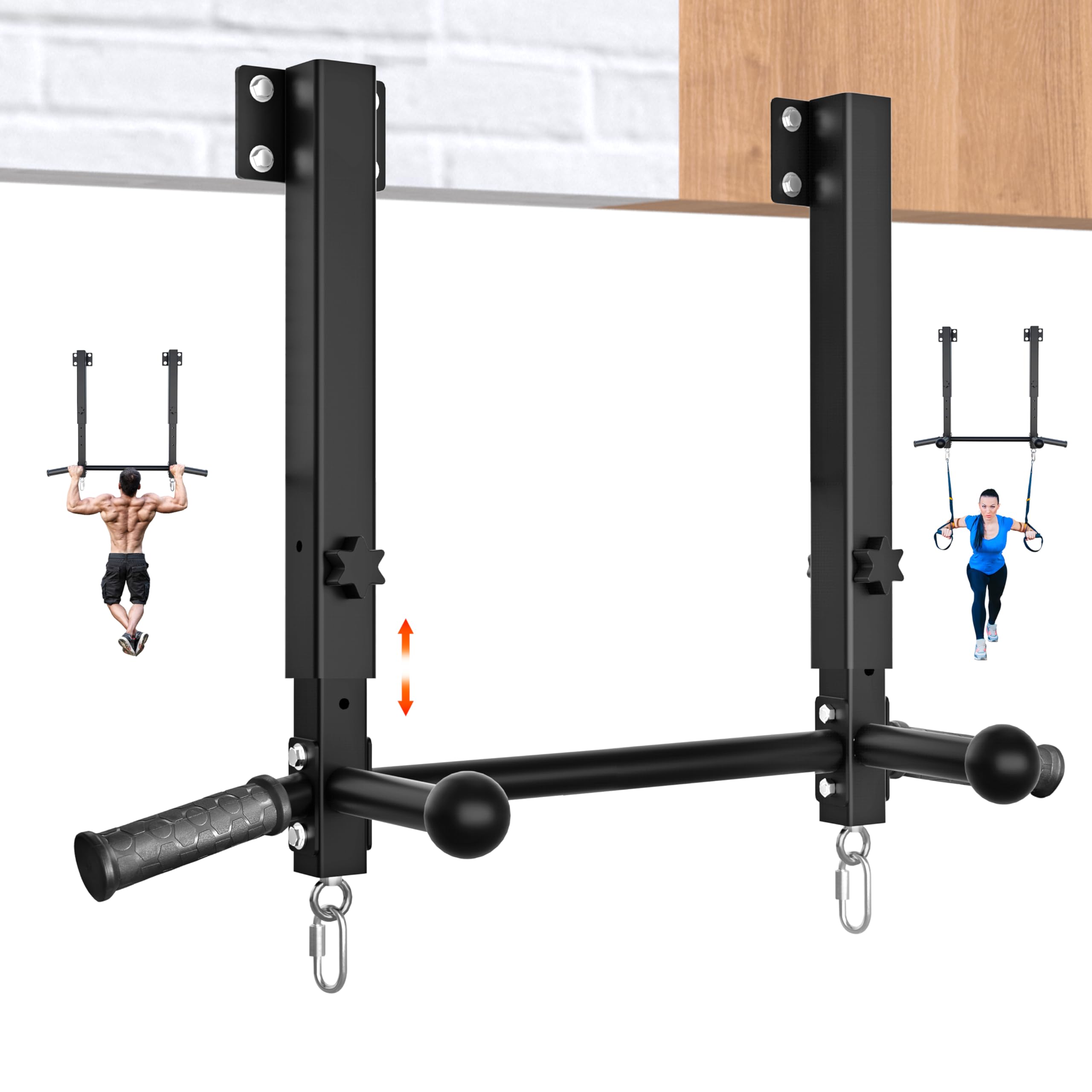 Joist Mounted Pull Up Bar 800 lbs Heavy Duty Wall Mounted Chin Up Bar Adjustable Height Pullup Bar