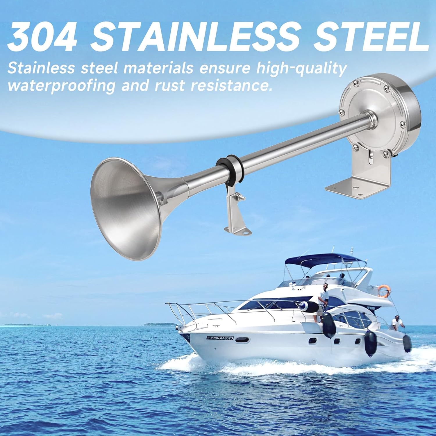 Marine Boat Trumpet Horn 12V Single Electric Stainless Steel Powerful Horn For Truck|Outdoor