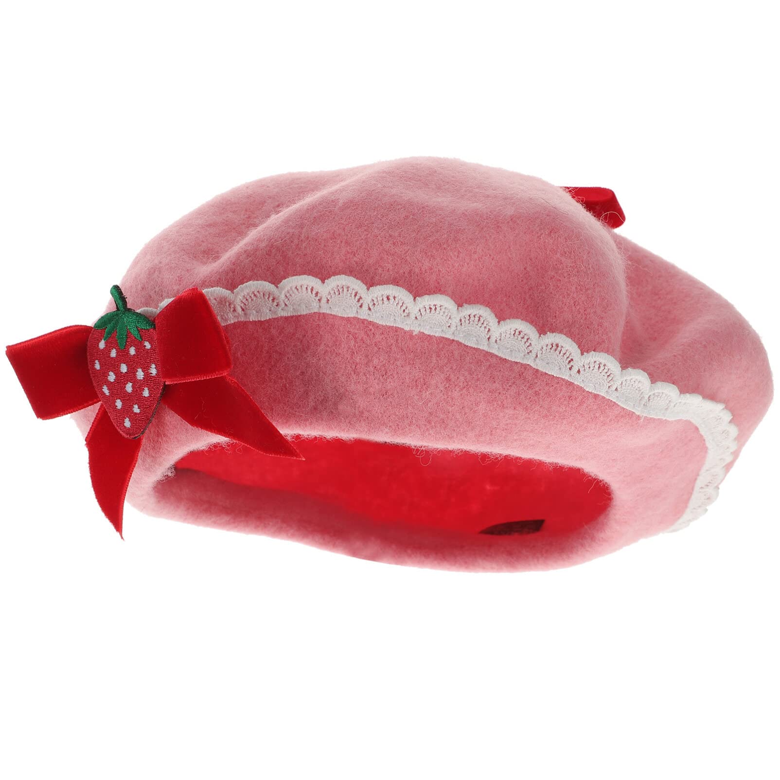 PRETYZOOM Berretto Donna Fiocco in Lana Rosa Taglia M 56-58 Cm
