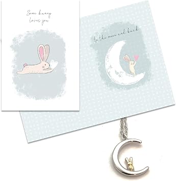 Smiling Wisdom | Some Bunny Loves You to the Moon and Back Greeting Card | Bunny Moon Keepsake Gift Set | Women | Some Bunny