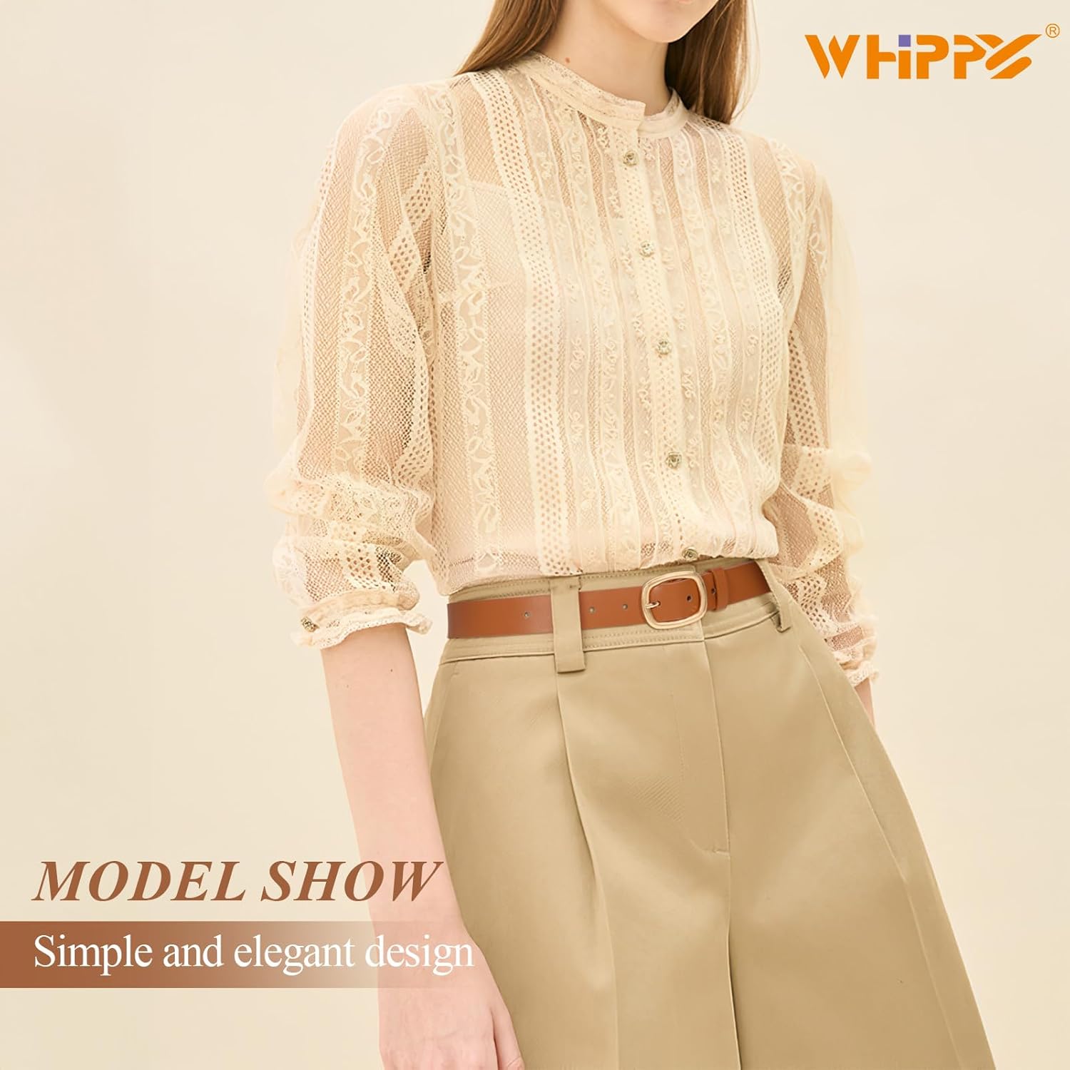 WHIPPY Women Leather Belt Casual Fashion Gold Buckle Leather Waist Belt for Jeans Pants Dresses Chic Ladies Belt - Image 4