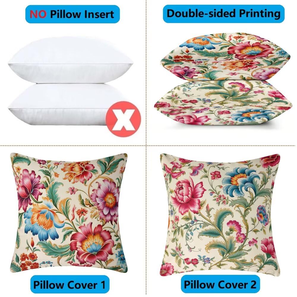Federe Cuscini Divano 60x60 cm Federe Morbido Copricuscini Fiori in Velluto, 2 Pezzi Copri Cuscini per Divano Piante Quadrati Decorativi Federa Cuscino Boho per Camera da Letto Soggiorno (IU21)