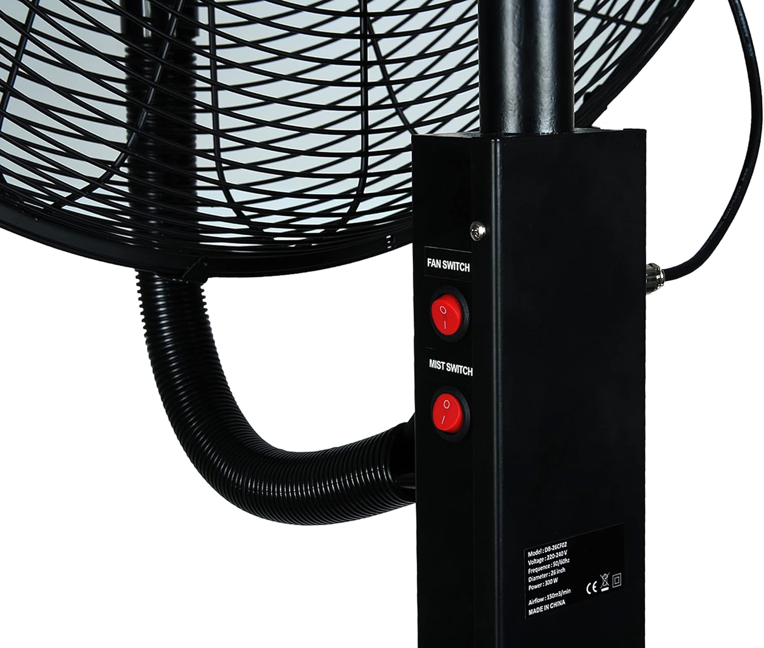 LI-GELISI High Power Misting Fan – All Metal 26 inch 260W With 1000 Sq Ft Cooling & 13 Gal Tank (Black 260W/26 inches)
