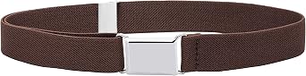 Kids Toddlers Baby Adjustable Elastic Stretch Belt with Silver Buckle - 5101-Brown