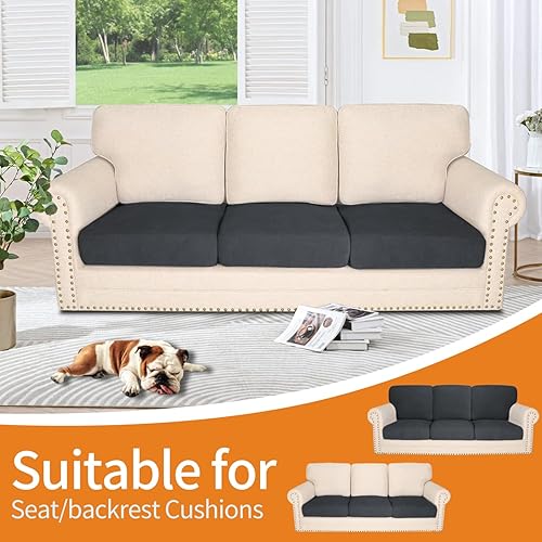 Miniatura 3 de YEMYHOM Fundas de cojín individuales elásticas para sofá, fundas de cojín suaves de repuesto con patrón de rayas, protector de muebles con parte