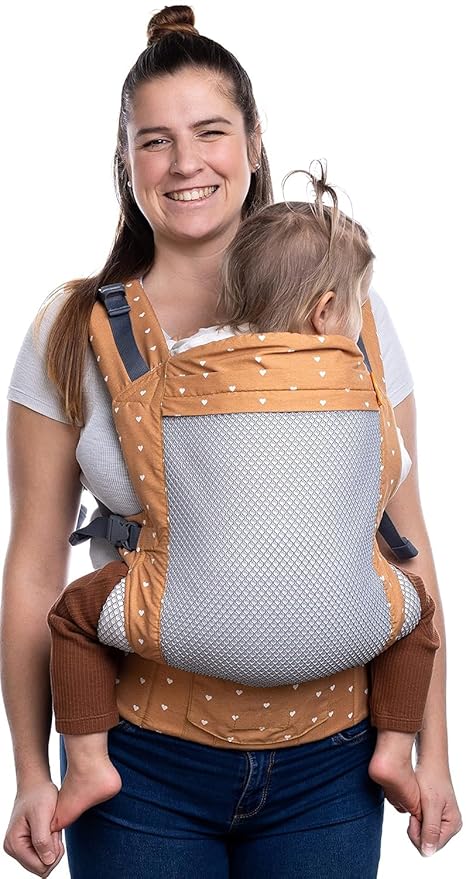 Beco Toddler Carrier Backpack Style Baby Carrier for Children from 20 up to 60 lbs, Designed to Hold Toddlers with Extra Wide Seat (Cool Brick Hearts)