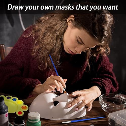 Miniatura 4 de Qavctw Máscara de papel maché para manualidades, máscaras en blanco para decorar bricolaje, máscaras pintables para Halloween, cosplay, fiesta de