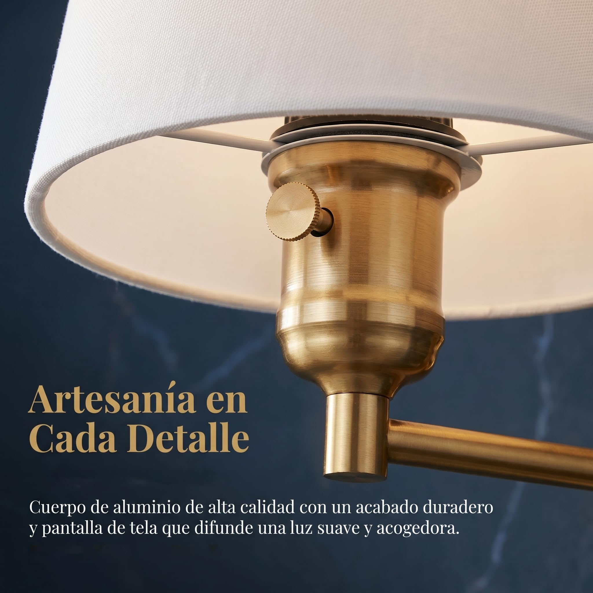 B·LED BARCELONA LED BarcelonaLED Gelenkarm Wandleuchte Modern Nordic Gold mit Stecker Kabel und Schalter Stoffschirm Weiß E27 Stecker zum Lesen Schlafzimmer Nachttisch Hotel