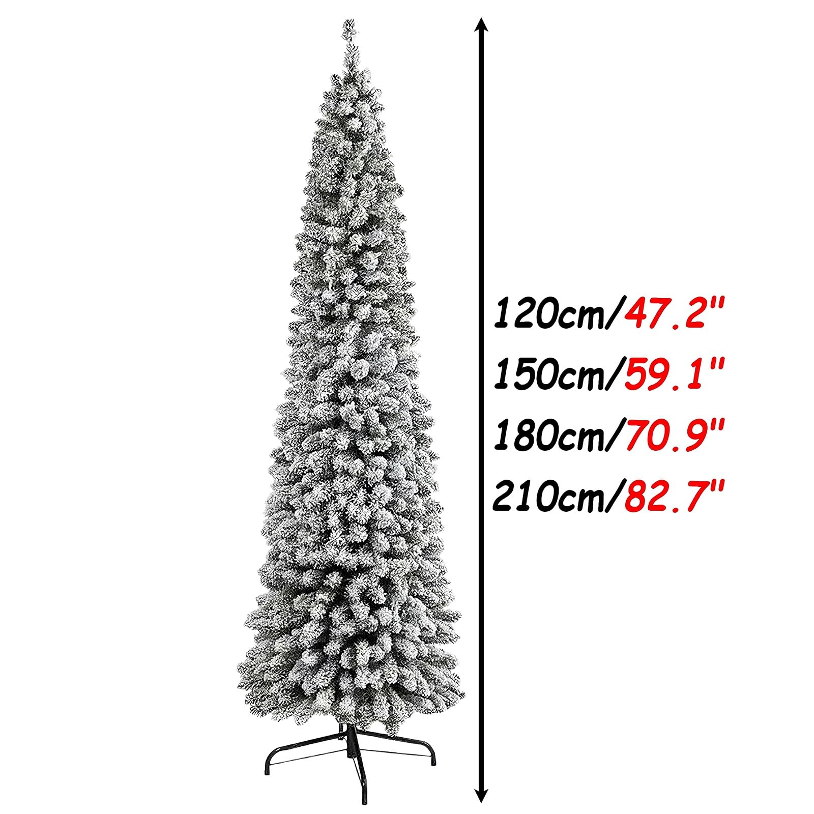 Biała Sztuczna Choinka Mała z Podstawką Ołówkowa Choinka 120cm-210cm Dekoracje Świąteczne do Sypialni, Salonu, Biura, Na Imprezę(180cm/70.9")