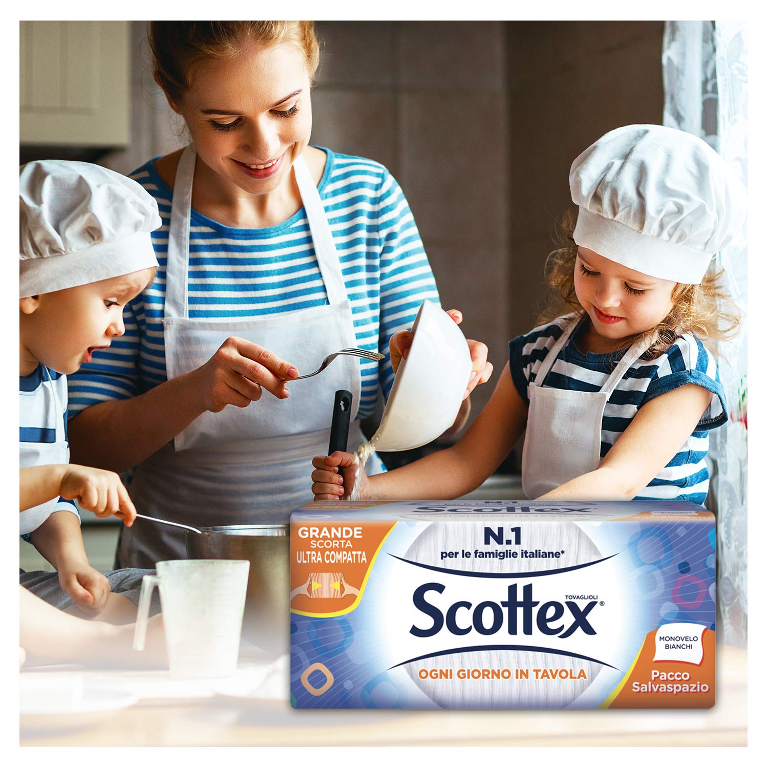 Scottex Scottex serwetki jednorazowe, krótkie, zajmujące mało miejsca, 10 opakowań po 288 serwetek – 80 g