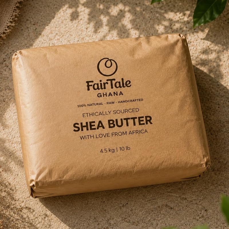 Manteiga de karité africana bruta FairTale GHANA, 4,54 kg