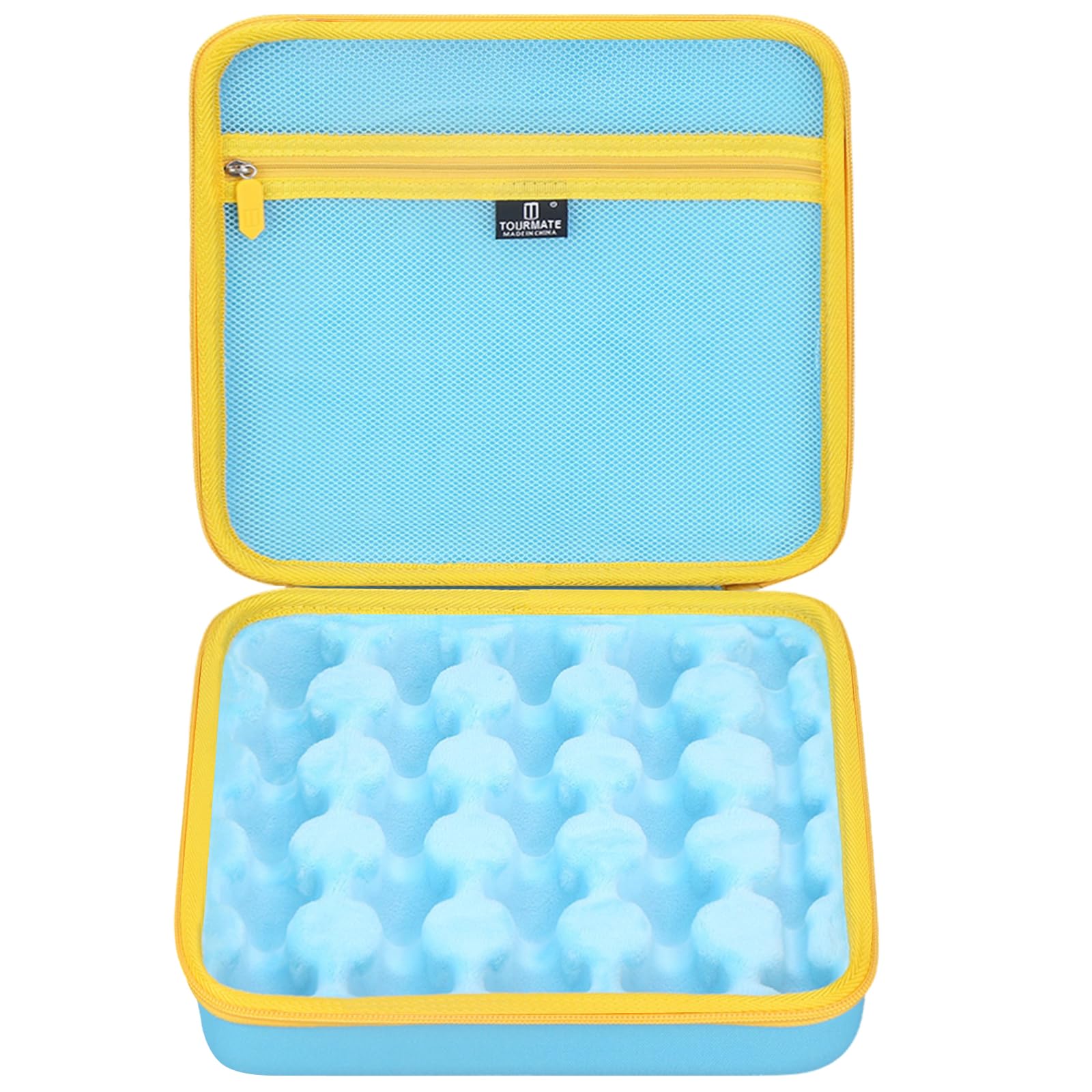 Tourmate Storage Case Compatible for Bakugan Figures, BakuCores, Armored Alliance, Geogan Rising, Mini Toys Holder Bakugons Box for 25pcs with Accessories Mesh Pocket (Box Only) (Blue+Yellow)