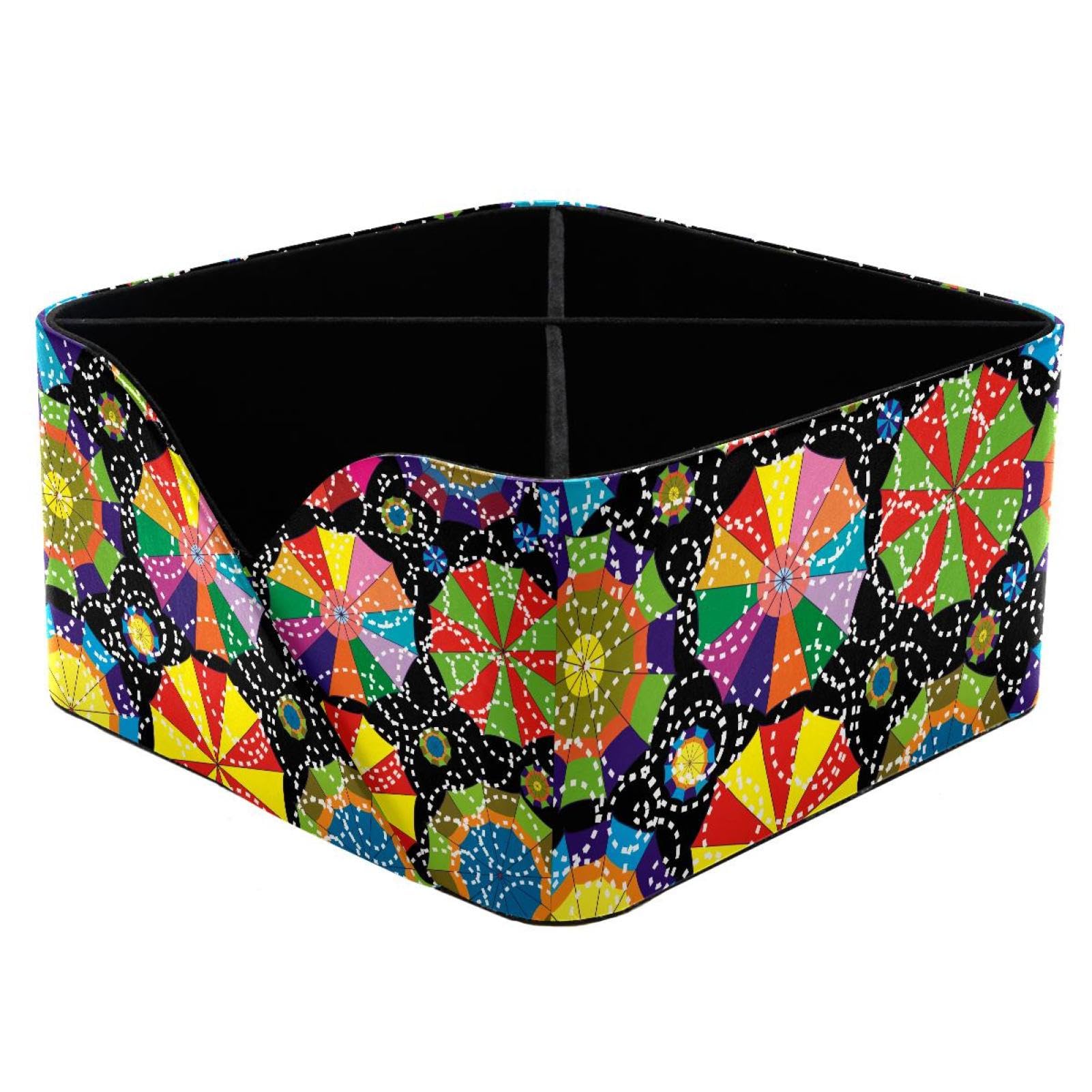 KengjuTesu Umbrellas Pattern Desktop Organizer Pen Holder, Rectangular Pencil Cup for Office, Study and Makeup Stations