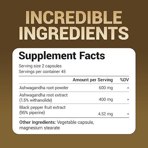 Miniatura 4 de Dr Bergs Ashwagandha con suplemento de pimienta negra cápsulas de Ashwagandha para apoyo del estado de ánimo y el estrés energía articulaciones