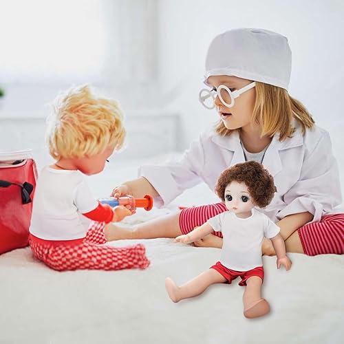 Miniatura 7 de 8 piezas de 18 piezas de tela de muñeca sublimación de 18 pulgadas, accesorios de ajuste clásico, muñeca de 18 pulgadas, color blanco y negro para