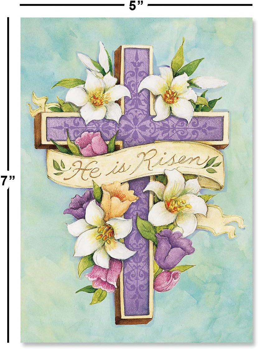 Current Easter Cross Religious Value Greeting Card Set - Value Pack of 8 Cards for Kids & Adults With White Envelopes, 1 Design Prints, Large 5" x 7" Greetings - Image 3