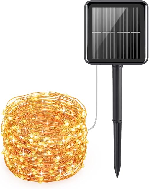 Criacr Solar String Lights Outdoor Garden, 120 LED 12M/40Ft Waterproof Solar Fairy Lights with 8 Modes Copper Wire Garden Lights Outdoor Indoor for Tree Party Wedding Patio Decorations (Warm White)
