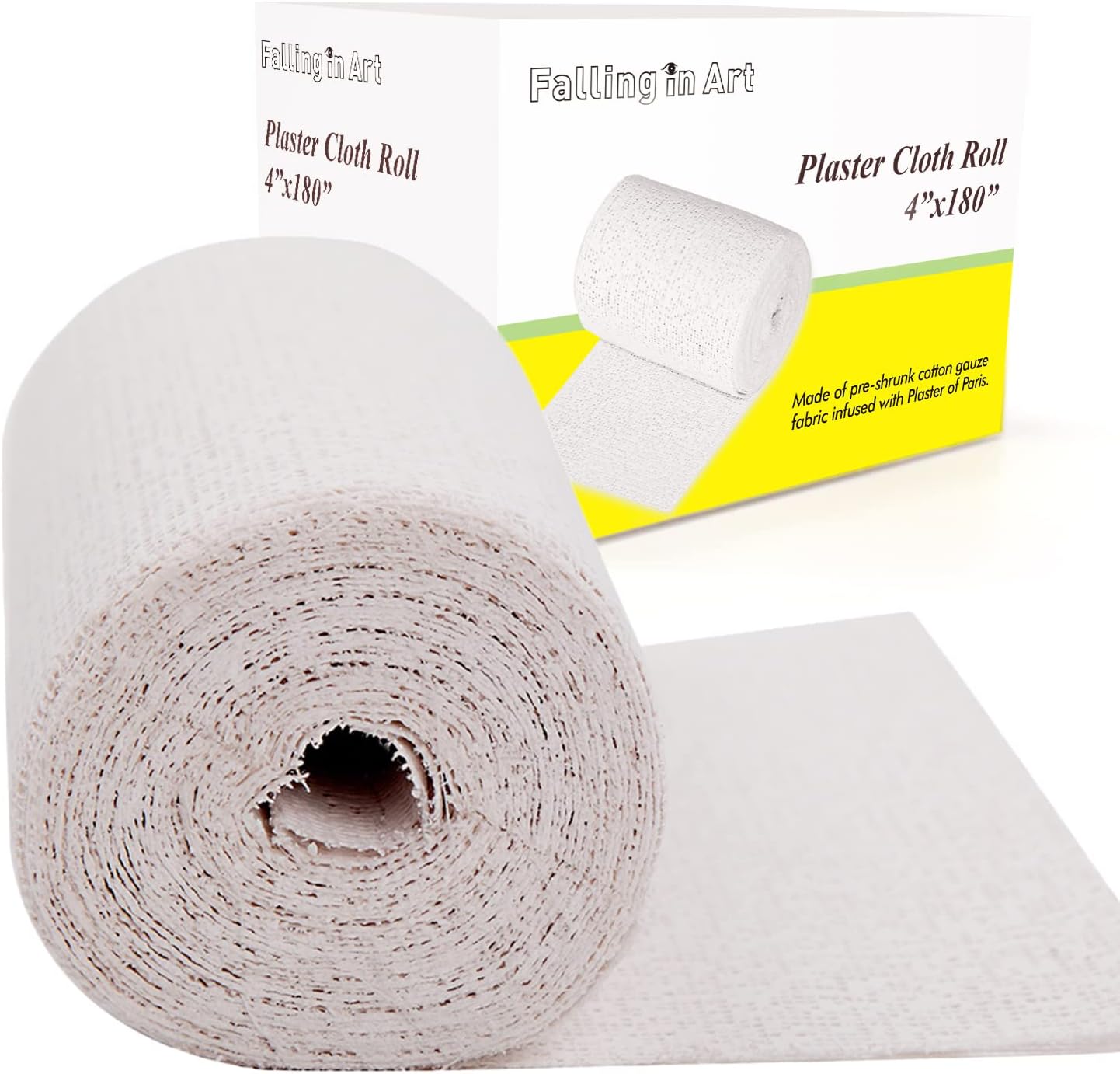 Plaster Cloth Rolls, 500gsm Plaster Strip, Plaster Gauze Bandages for Craft Projects, Mask Making, Belly Casts, Body Molds, 4inch x180inch, Single roll