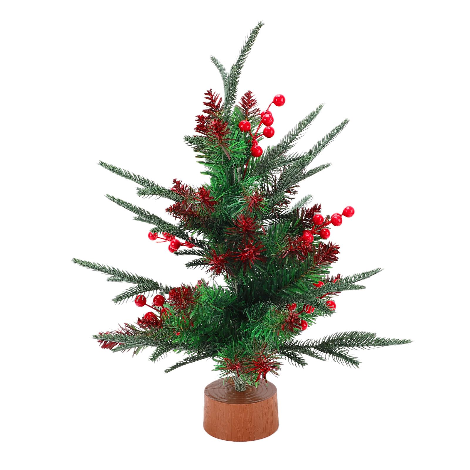 Ejoyous Albero di Natale Artificiale Mini, Pino Decorativo con Bacche,