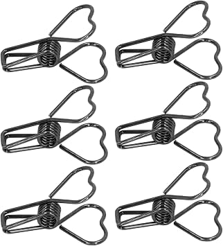 100Pcs Heart Shape Hollow Clips, Small Metal Paper Clamps for Office Documents, Strong Clamping Force with Unique Hollow Design, Perfect for Certificates Tickets and Gift Gi (Black)