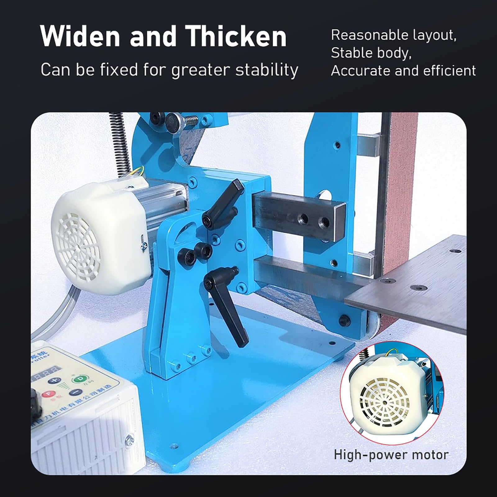 Lijadora de Banda eléctrica de 750 W con Placa de Acero de 915 x 50 mm, Velocidad Ajustable, rotación hacia adelante/atrás para Trabajos en Madera y Metal.
