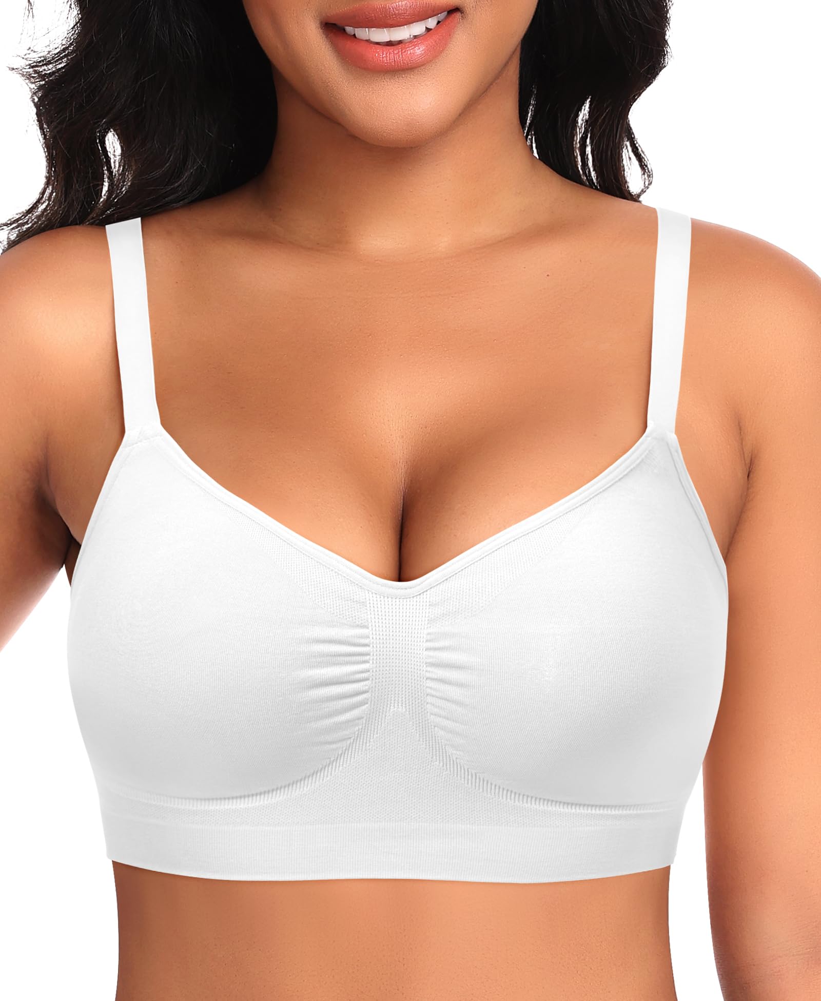 Wireless Sewn in Padded Bras for Women No Underwire T Shirt Bralettes Full Coverage Comfortable Everyday Bra