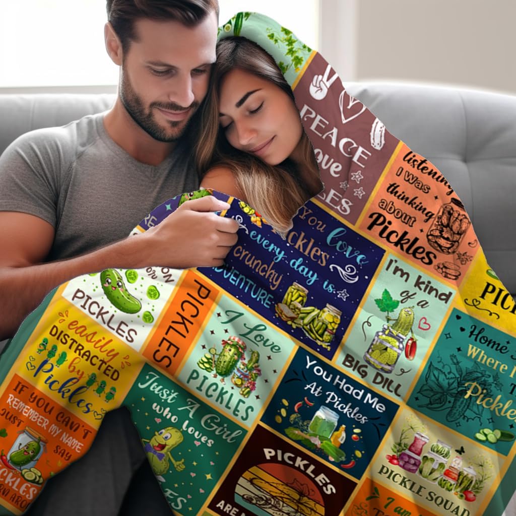 Pickle Blanket Gifts for Pickle Lovers Kids Funny Pickles Themed Plush Blankets Flannel Pickles Stuff Throw Blanket Gifts for Girls Boys Women Men Adults Bed Living Room Decorations 50"X40" - Image 3