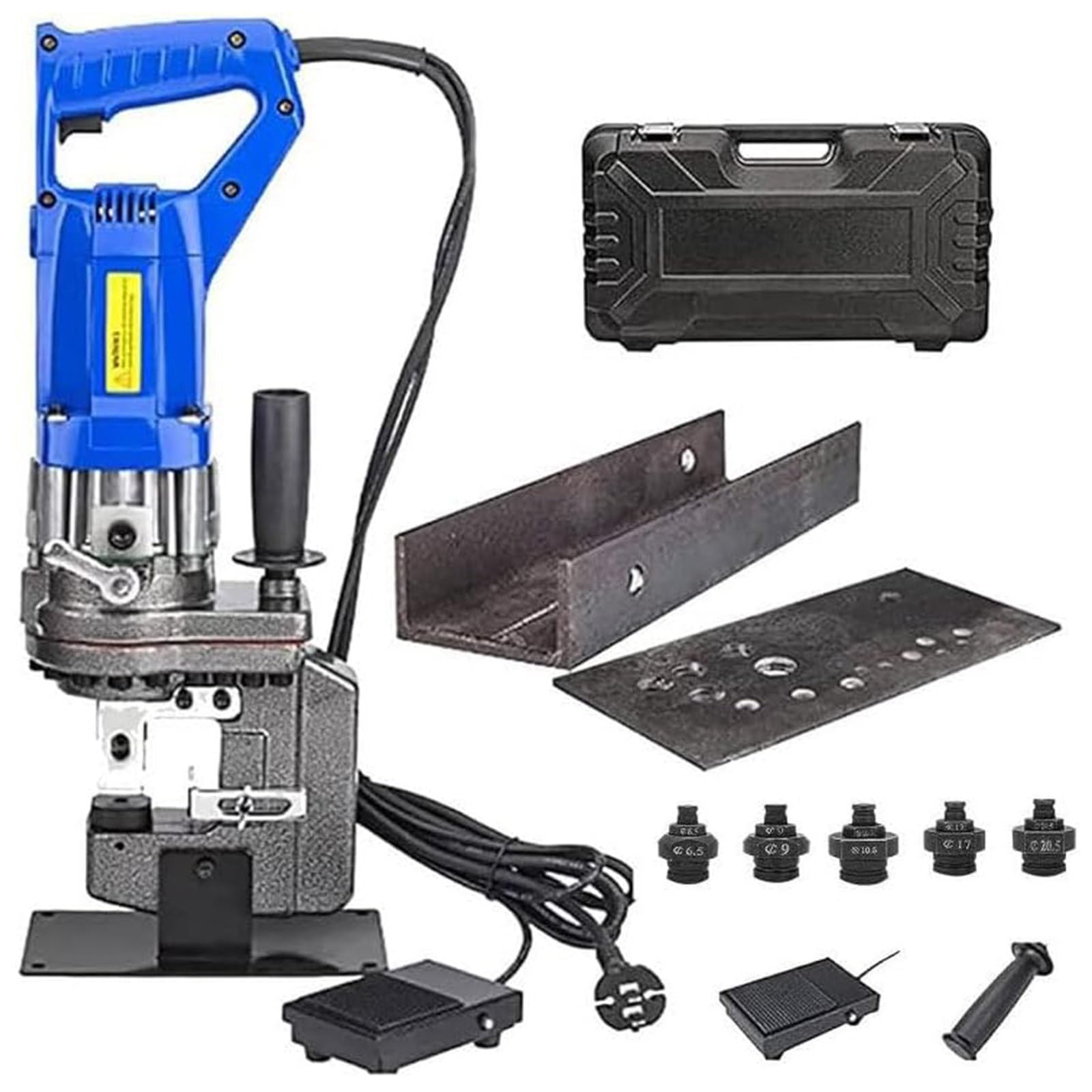 Perforadora Hidráulica Eléctrica φ1/4"-4/5" Punzonadora Perforadora De Metal Perforación Rápida,Posicionamiento Preciso,Fácil De Operar,para Placa Hierro,Cobre Y Aluminio,Anglesteel-220V