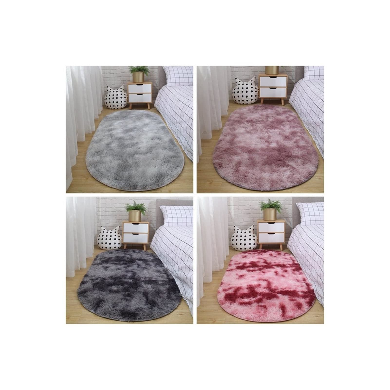 Tapis Ovale Peluche Doux - 60x120 Cm - Marron Clair - Lavable, Antidérapant - Pour Salon, Chambre, Décoration - 13