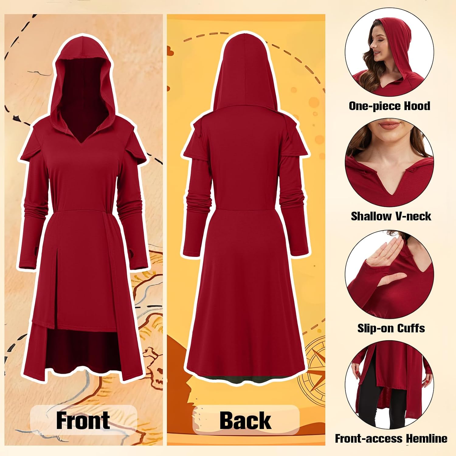 Medieval Clothing Women Renaissance Witches Costume Viking Gothic Dresses Cosplay for Halloween - Image 3