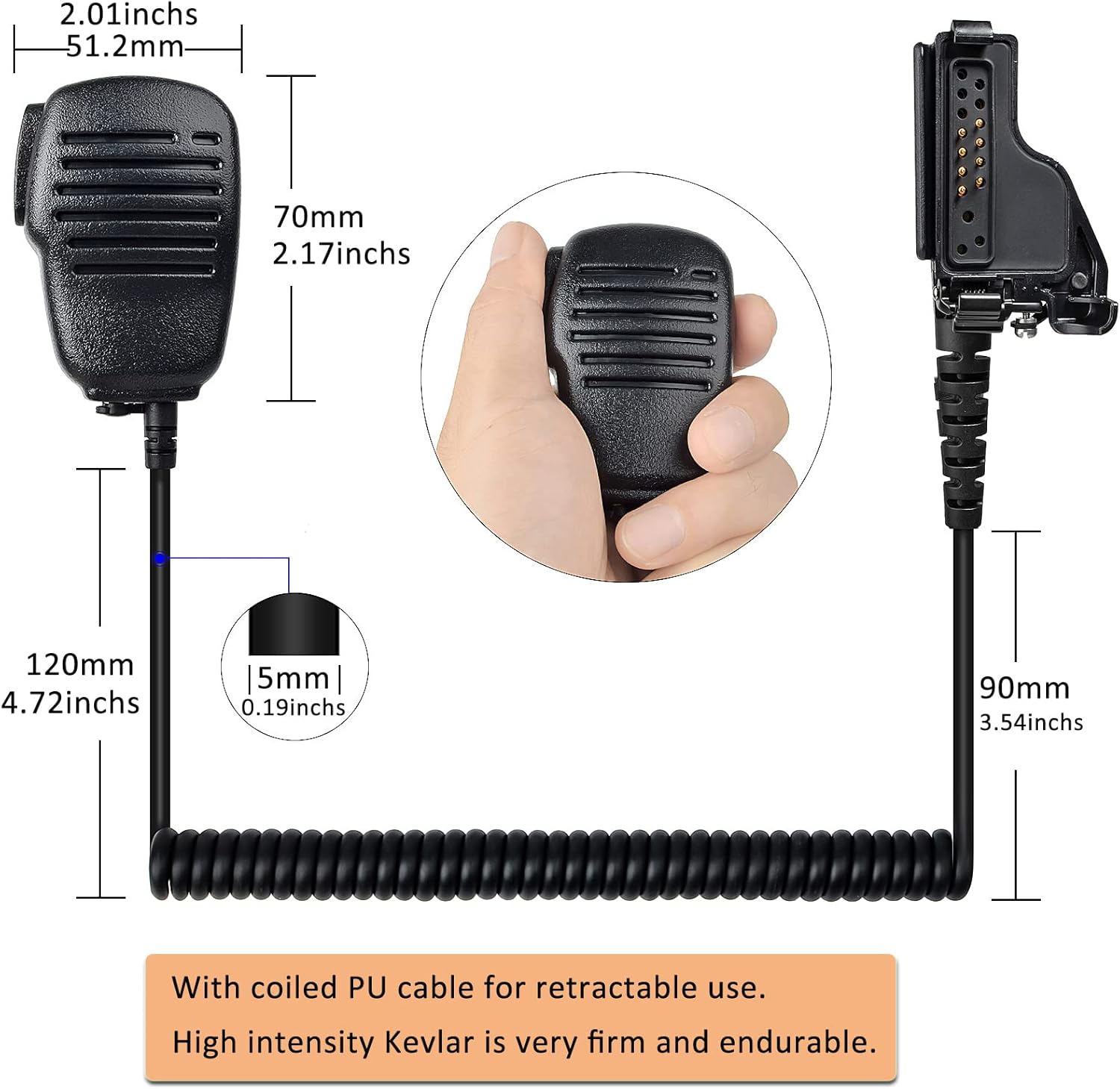 HYS Remote Speaker Microphone, Shoulder Speaker Mic Replacement PMMN4051 PMMN4051B PMMN4045 for Motorola MTS2000 XTS2500 XTS1500 XTS3000 XTS3500 XTS5000 JT1000 HT1000 MTX9000 GP9000 Digital Radio