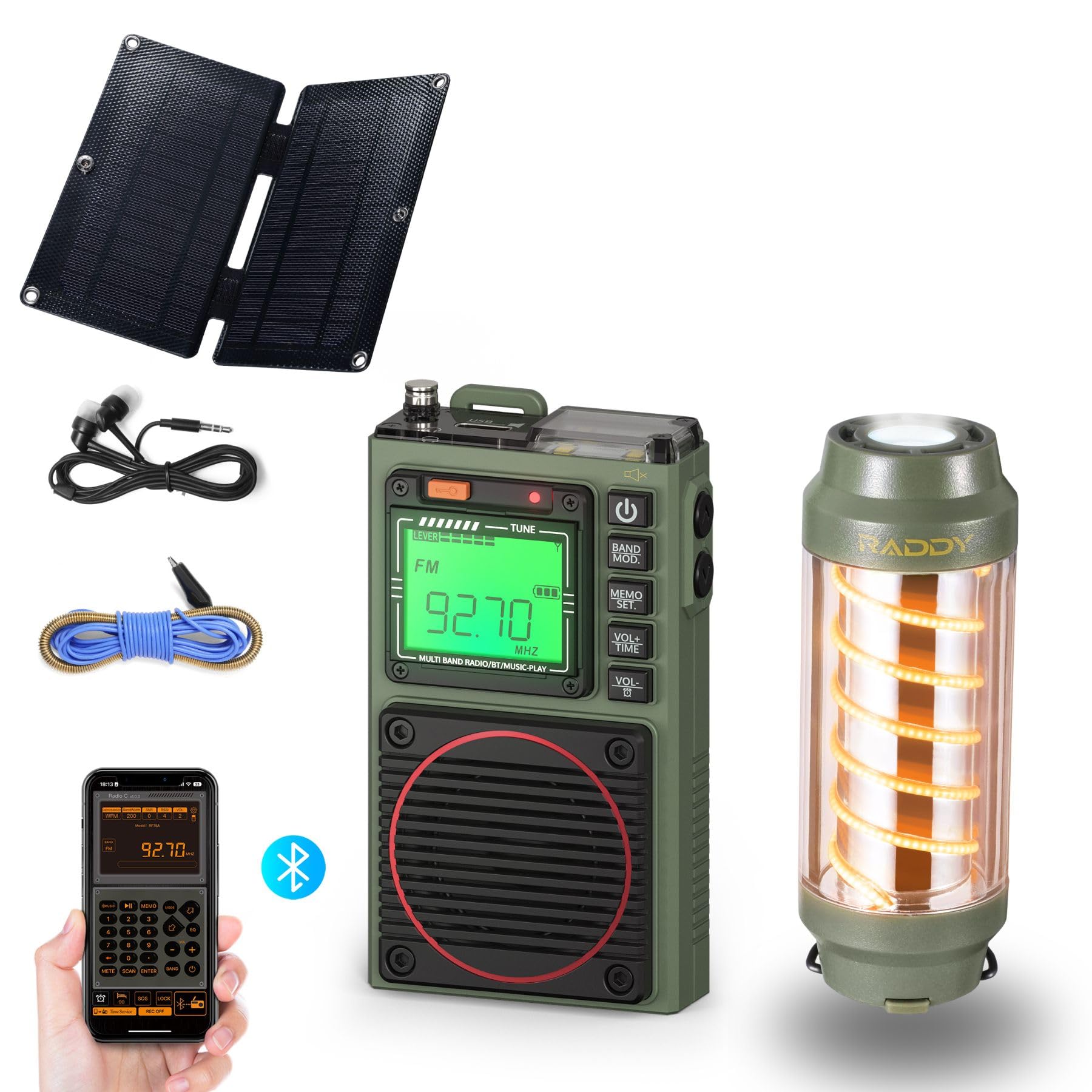 Raddy RF75A APP Control Shortwave Radio, Portable AM/FM/VHF/SW/WB