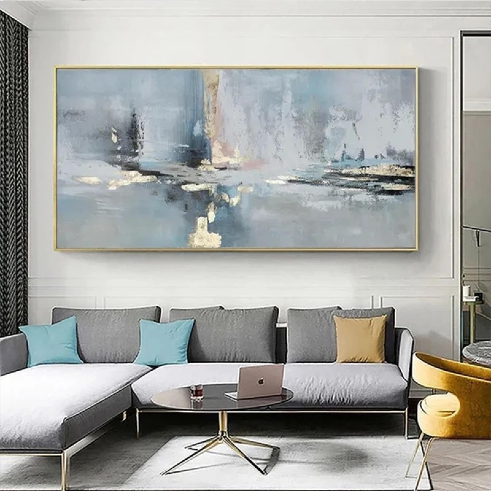 KmoNo large wall art Abstract Landscape Large Size Oil Painting on Canvas Wall Art Pictures for Home Living Room Decoration 80x140cm(32x55in) Frameless