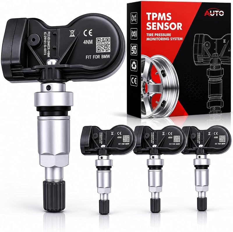 4Pack 315/433MHZ Universal Pre-Programmed TPMS Sensor Tire Pressure Monitoring Sensors Compatible with BMW Model