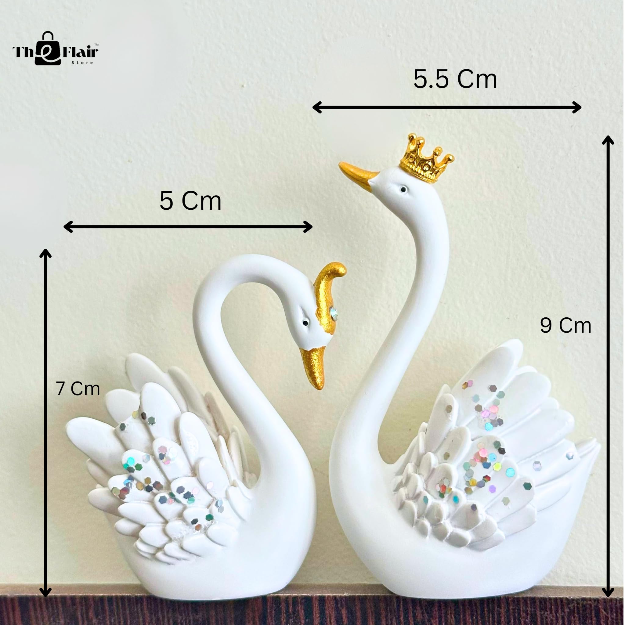The Flair Store™ Lucky Swan Couple Crystal Wings showpiece for