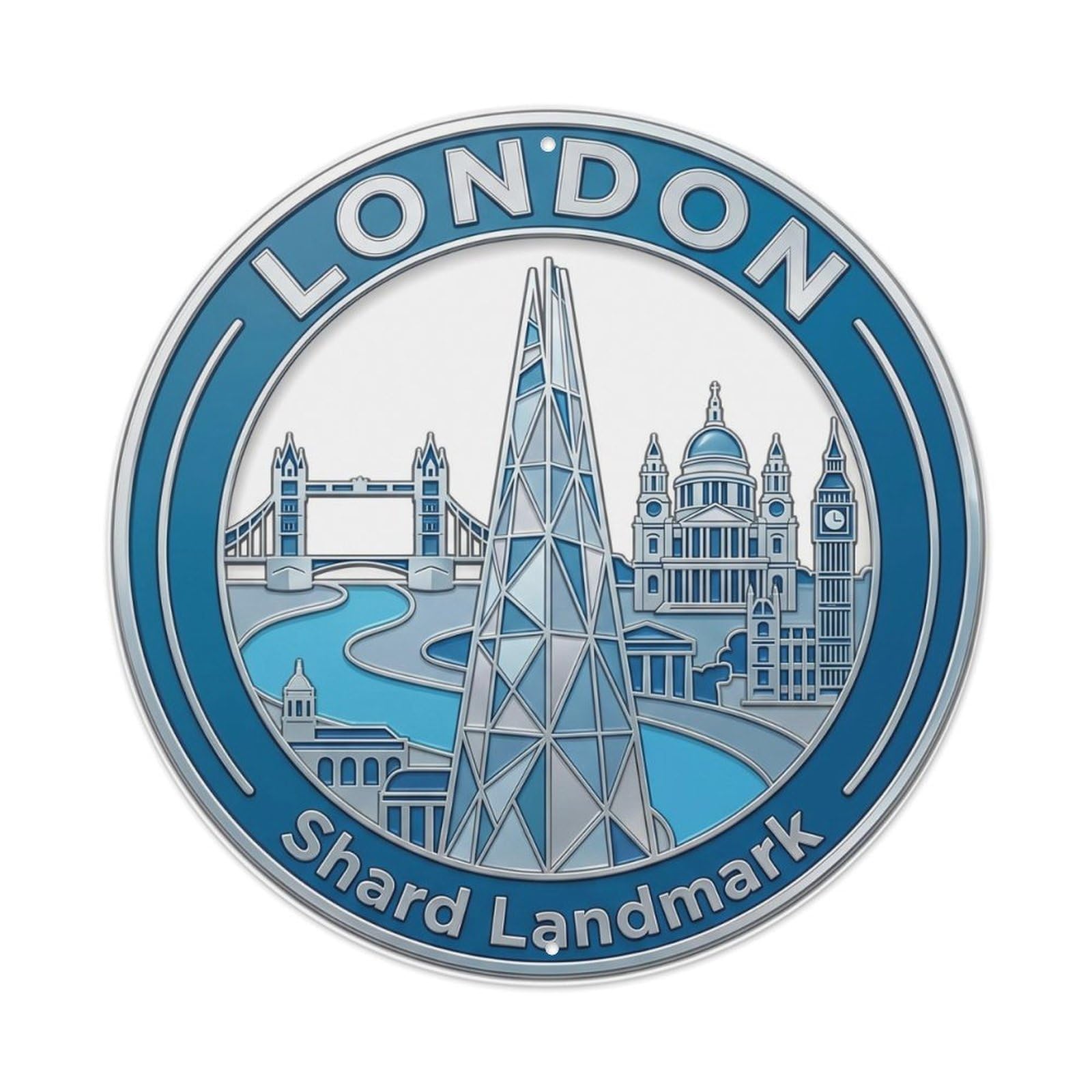 Fqcyn Style Vintage Travel London Shard Landmark Metal Tin Sign
