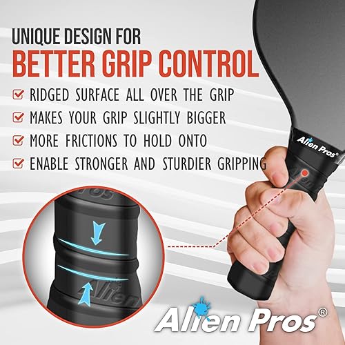 Miniatura 4 de ALIEN PROS Pickleball Overgrip (paquete de 4) con crestas para un mejor control de agarre, cinta de agarre de pickleball precortada y táctil - Cinta