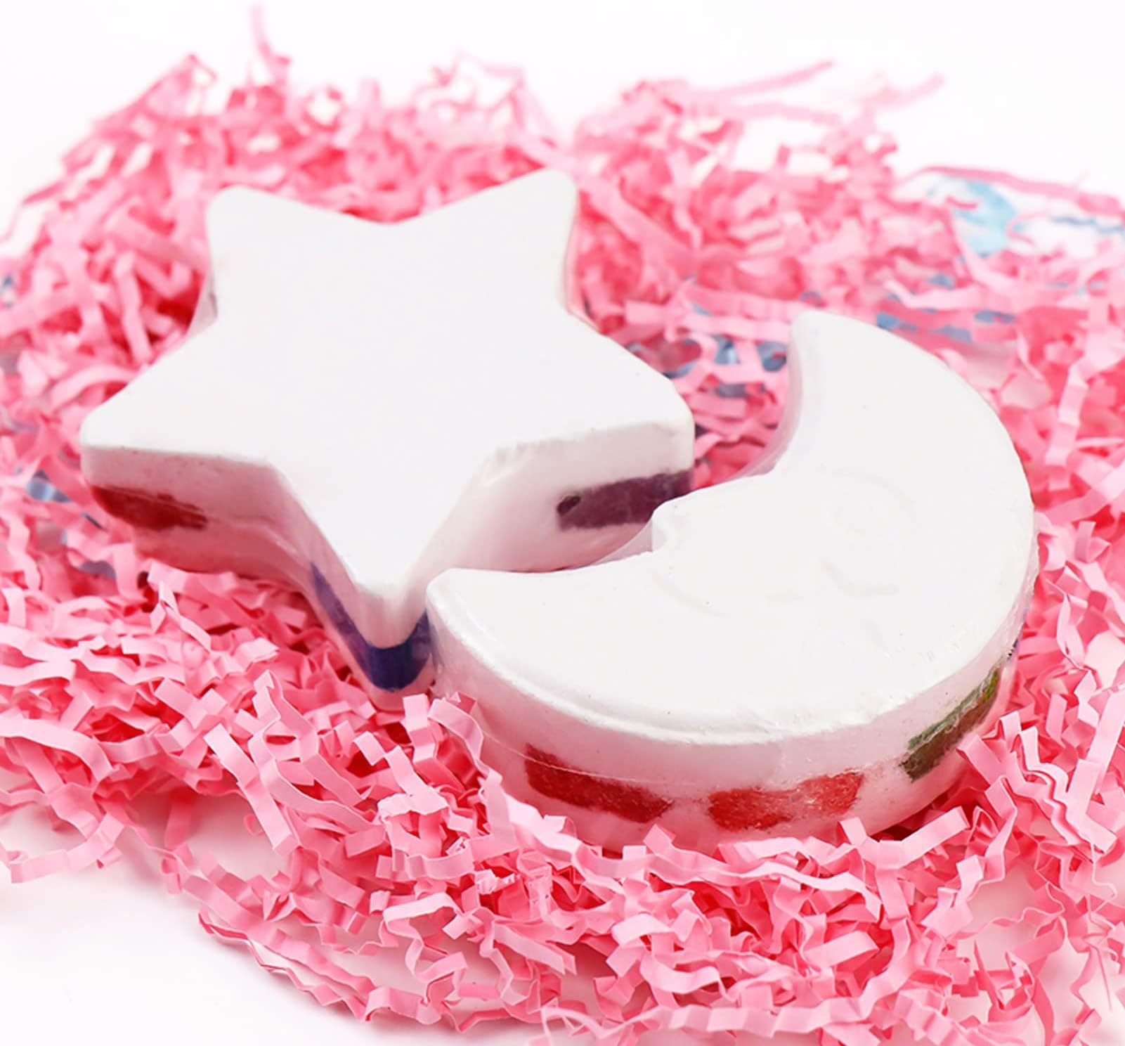 2pcs Rainbow Bath Bombs Handmade Bath Bomb Moon&Star Shaped for Bubble Spa Bath Moisturize Dry Skin