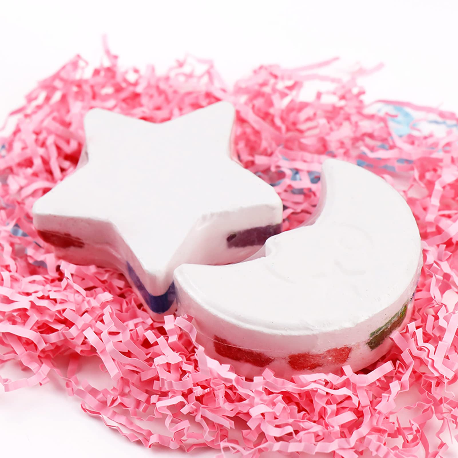 Graflsoa2pcs Rainbow Bath Bombs Handmade Bath Bomb Moon&Star Shaped for Bubble Spa Bath Moisturize Dry Skin